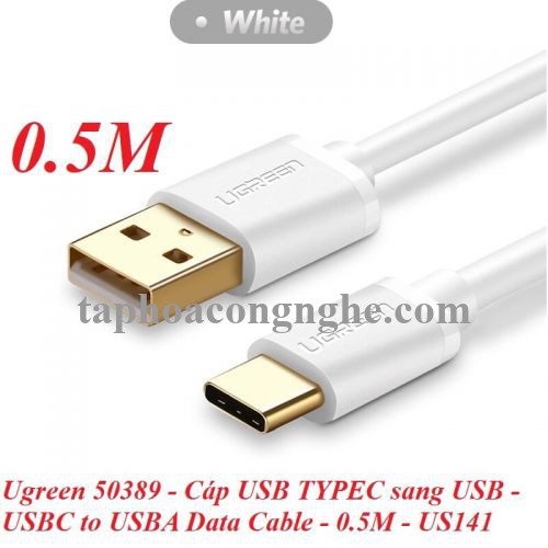 Ugreen 50389 0.5M màu Trắng Cáp USB TypeC sang USB 2.0 Cáp dẹt US141 30050389